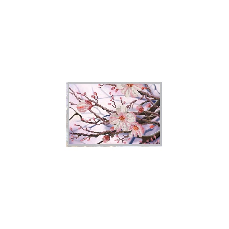 BIS4241 Drobė su piešinius, siuvinėjimui karoliukais "Apple blossom"